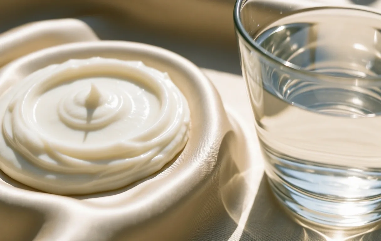 Close-up of cellular-focused skincare textures